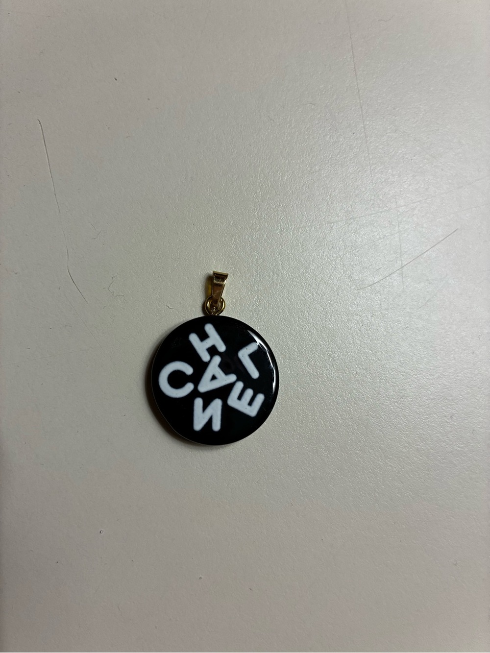 CHANEL stamped Black Logo Pendant charm or zipper pull - Picture 3 of 5